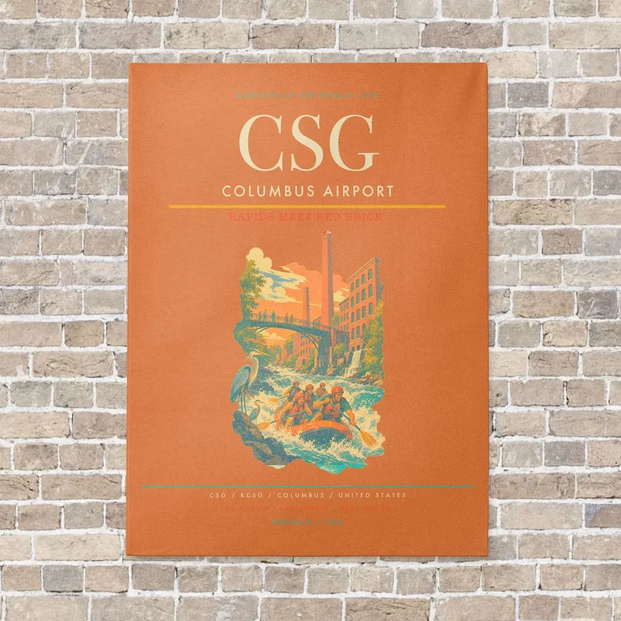 Columbus Airport CSG vertical canvas print - no frame - orange background
