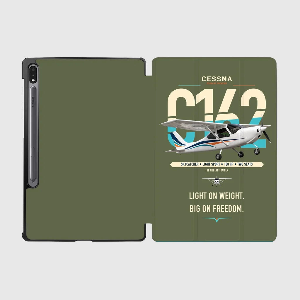 Cessna 162 Skycatcher design on green army samsung tablet tablet case