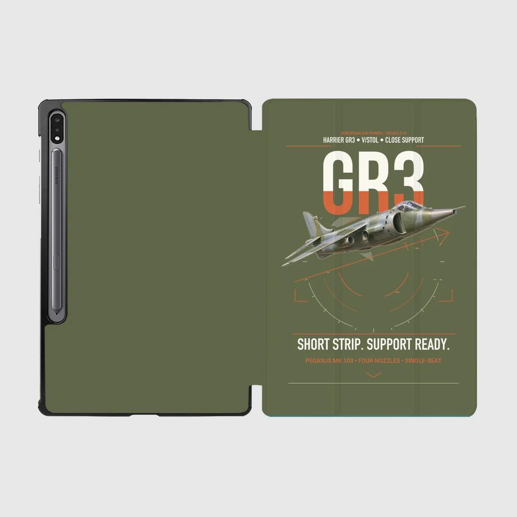Hawker Siddeley Harrier GR3 design on green army samsung tablet tablet case