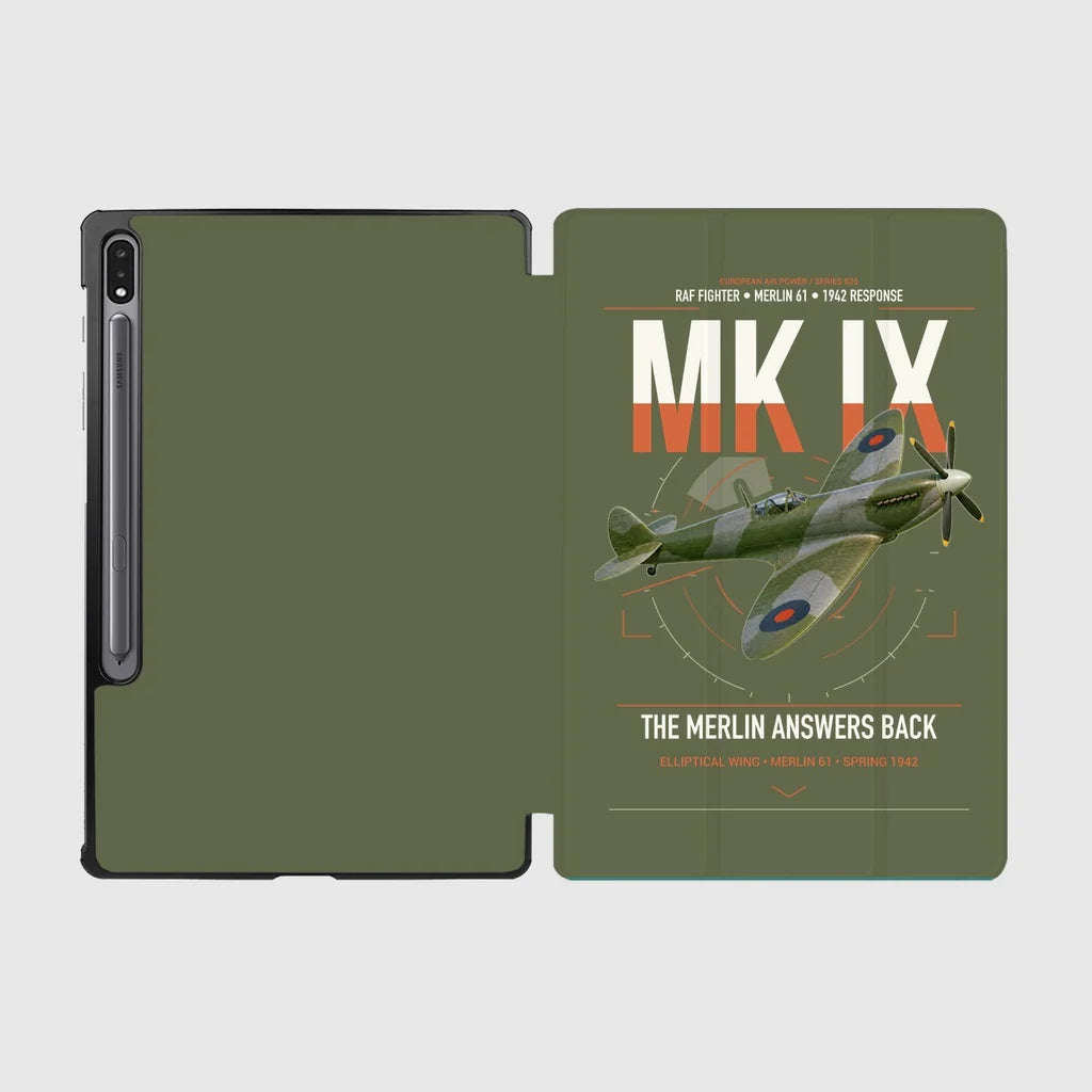 Supermarine Spitfire Mk IX design on green army samsung tablet tablet case