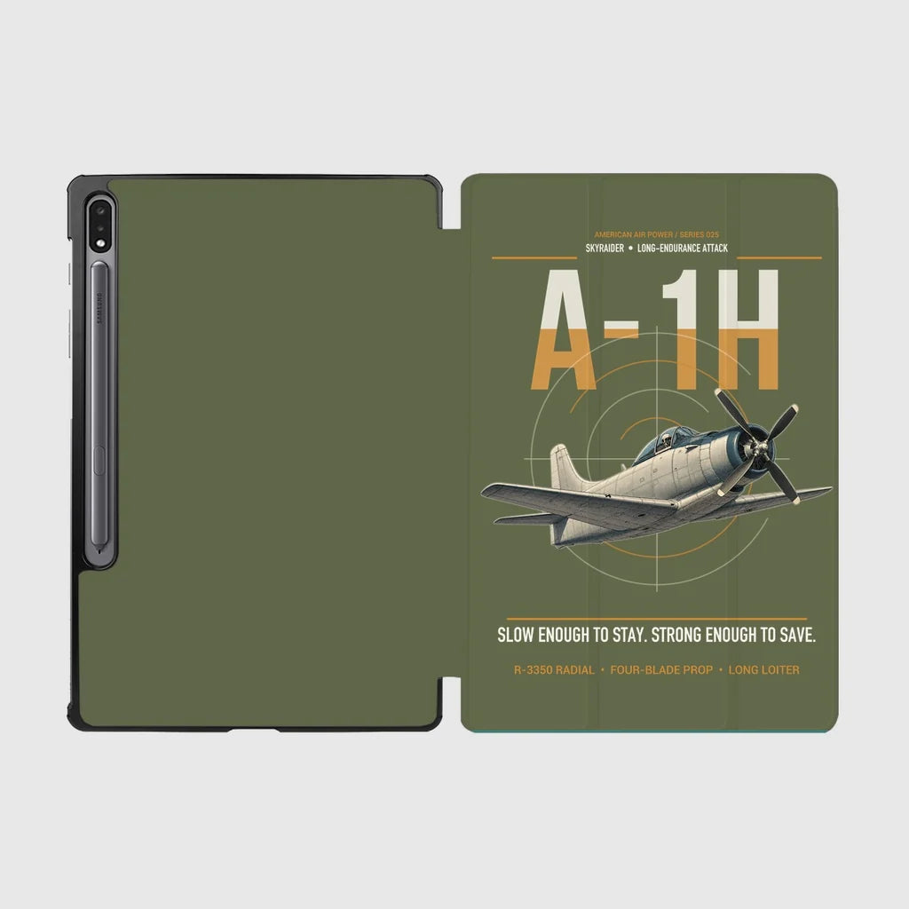A-1H Skyraider design on green army samsung tablet tablet case