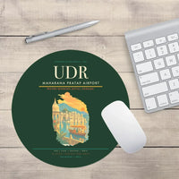 Thumbnail for Maharana Pratap Airport (UDR) design on dark green round mouse pad