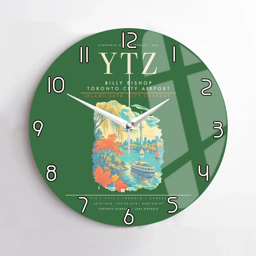 Billy Bishop Toronto City Airport YTZ Wall-Clock No-Frame - Green