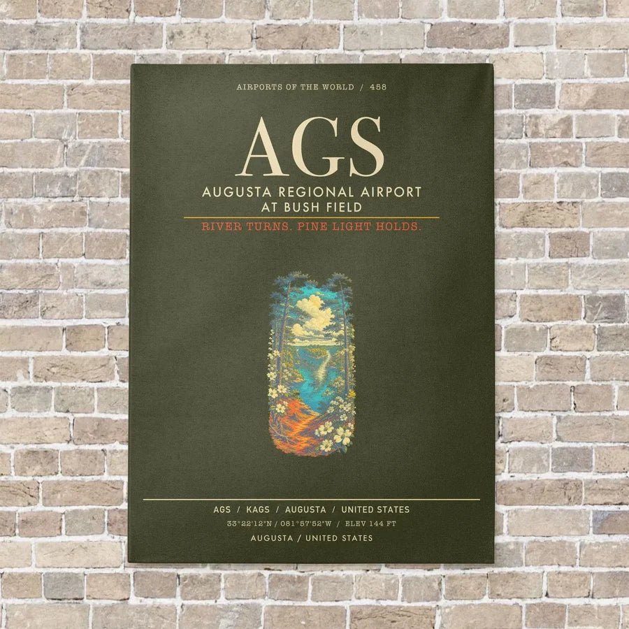 Augusta Regional Airport at Bush Field AGS - Canvas Framed - Green Army