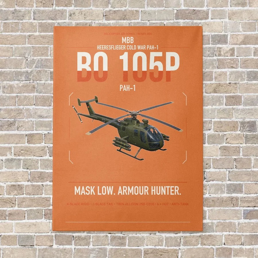 MBB BO 105P PAH-1 vertical canvas print - no frame - orange background