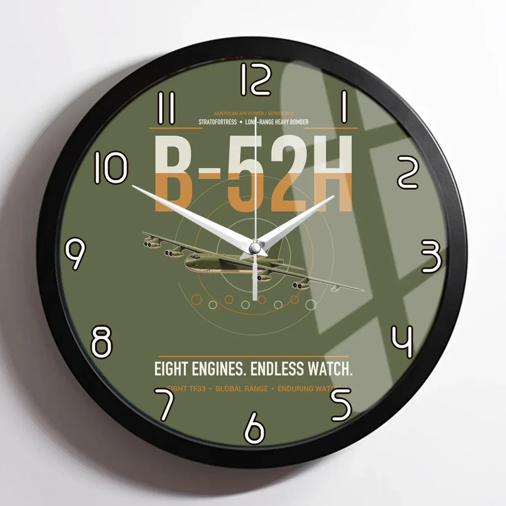 B-52H Stratofortress design on green army framed wall clock
