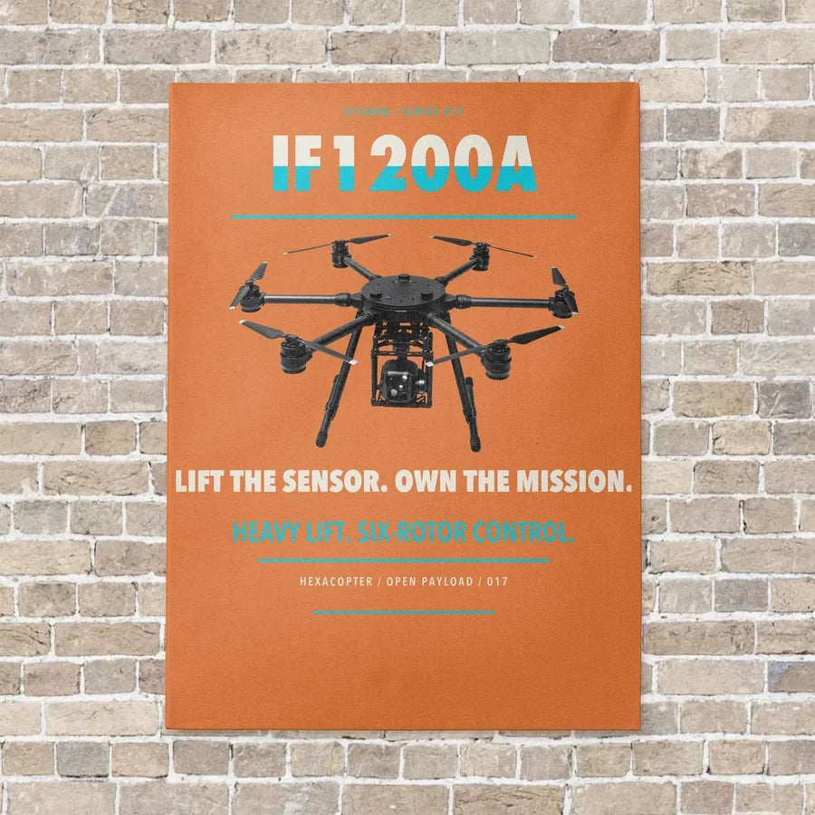 Inspired Flight IF1200A vertical canvas print - no frame - orange background