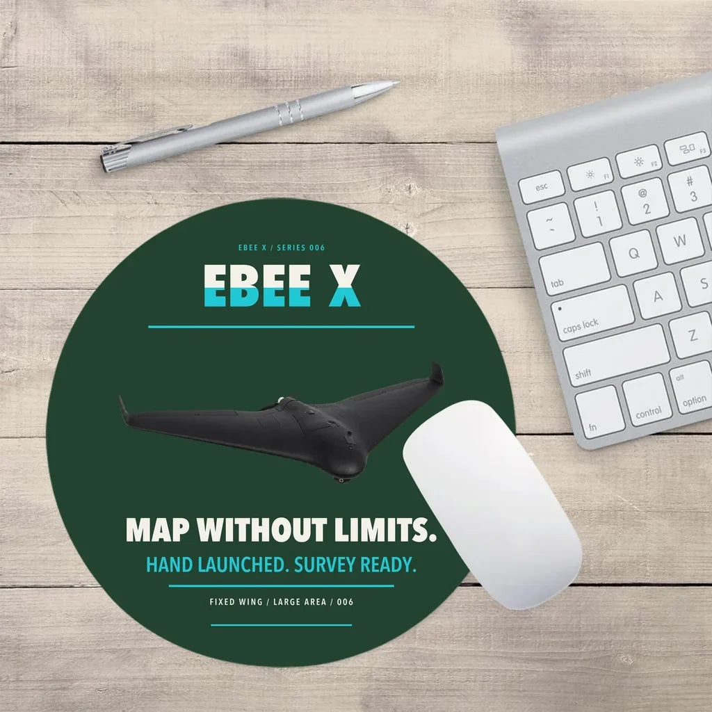 AgEagle eBee X design on dark green round mouse pad