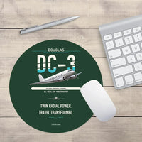 Thumbnail for Douglas DC-3 design on dark green round mouse pad