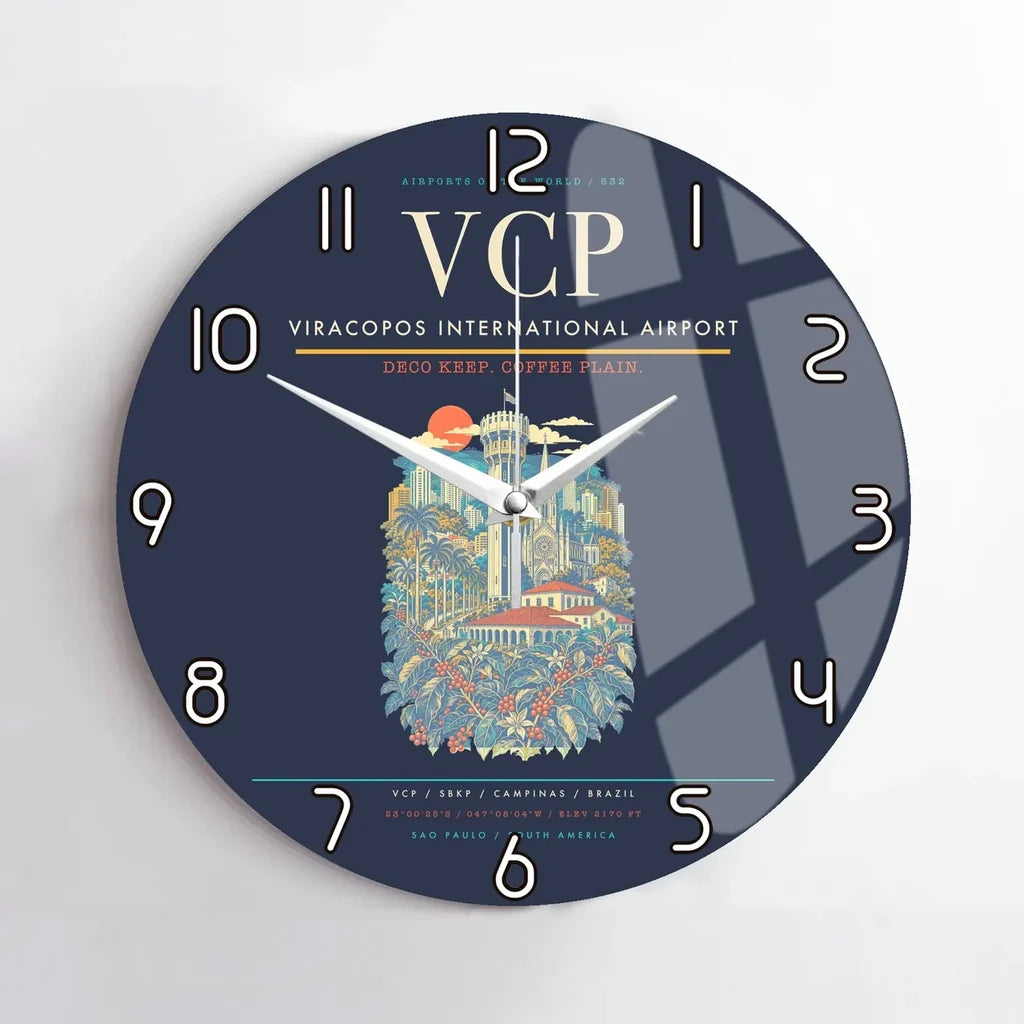 Viracopos International Airport VCP Wall-Clock No-Frame - Navy Blue