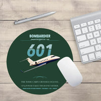Thumbnail for Bombardier Challenger 601 design on dark green round mouse pad