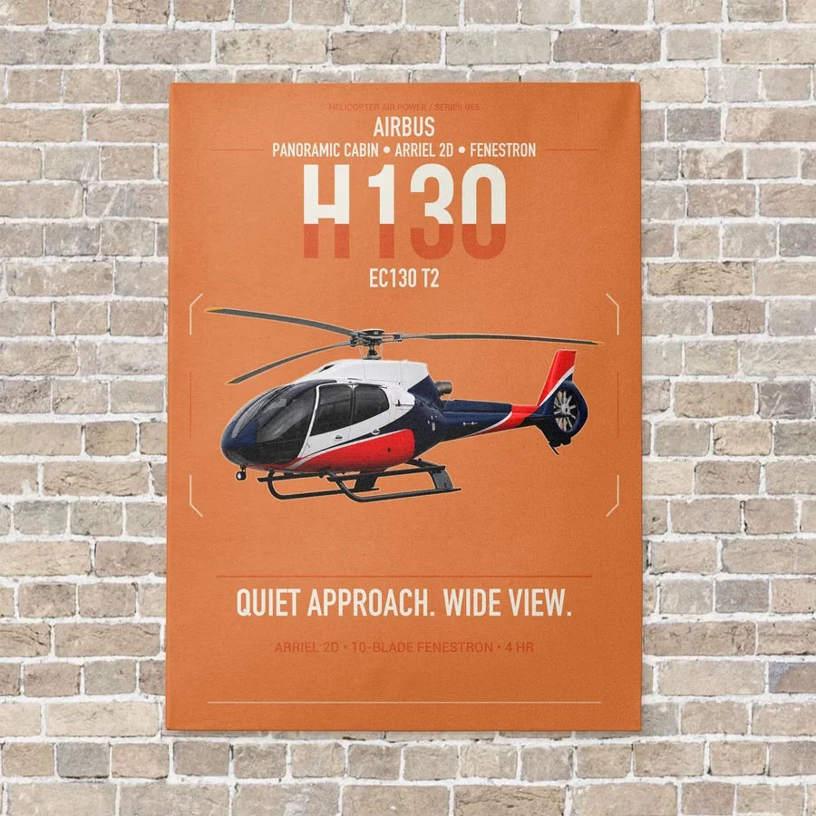Airbus H130 vertical canvas print - no frame - orange background