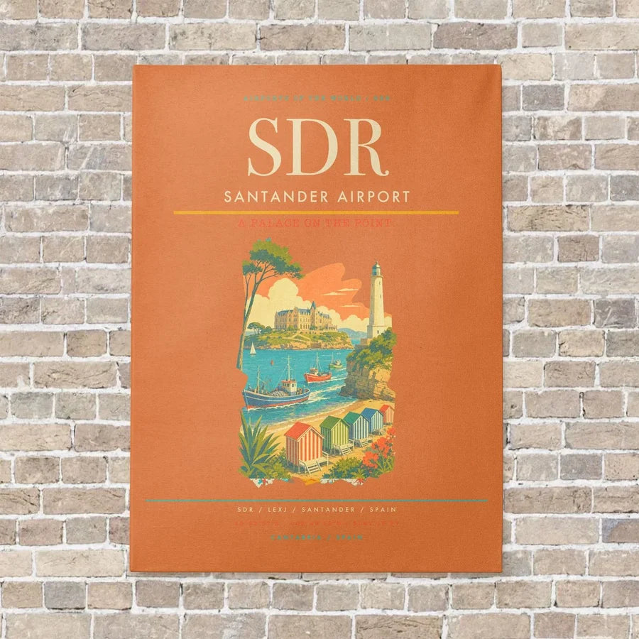 Santander Airport SDR vertical canvas print - no frame - orange background