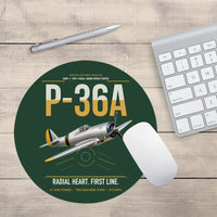 Thumbnail for P-36A Hawk design on dark green round mouse pad