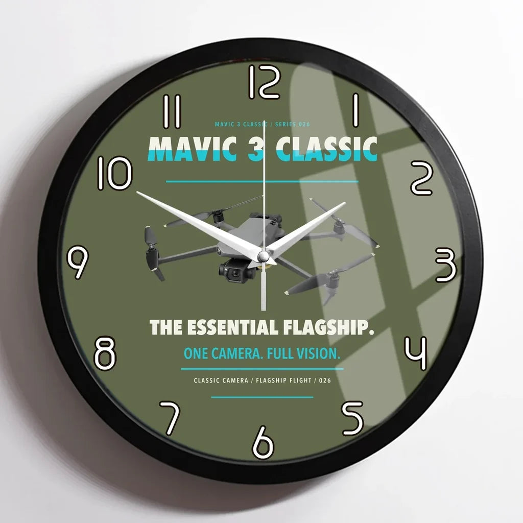 DJI Mavic 3 Classic design on green army framed wall clock