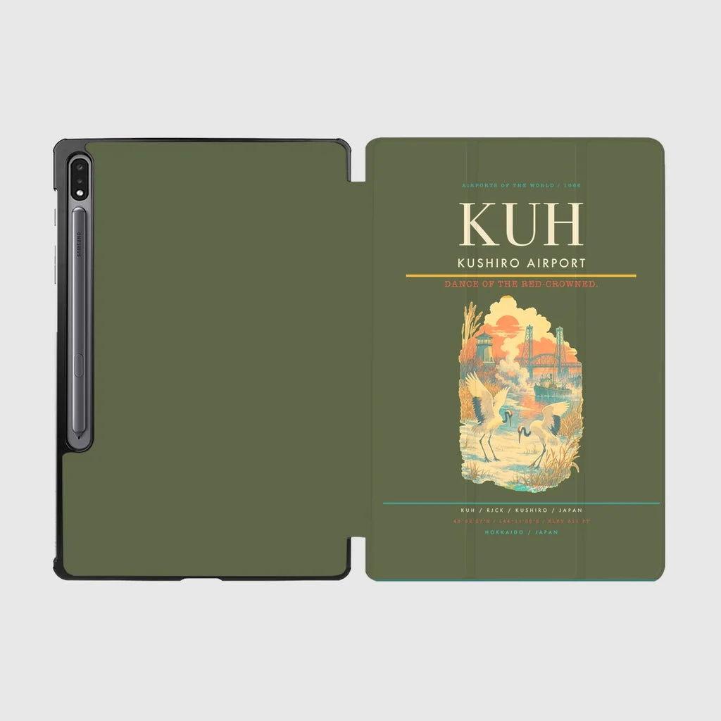 Kushiro Airport (KUH) design on green army samsung tablet tablet case