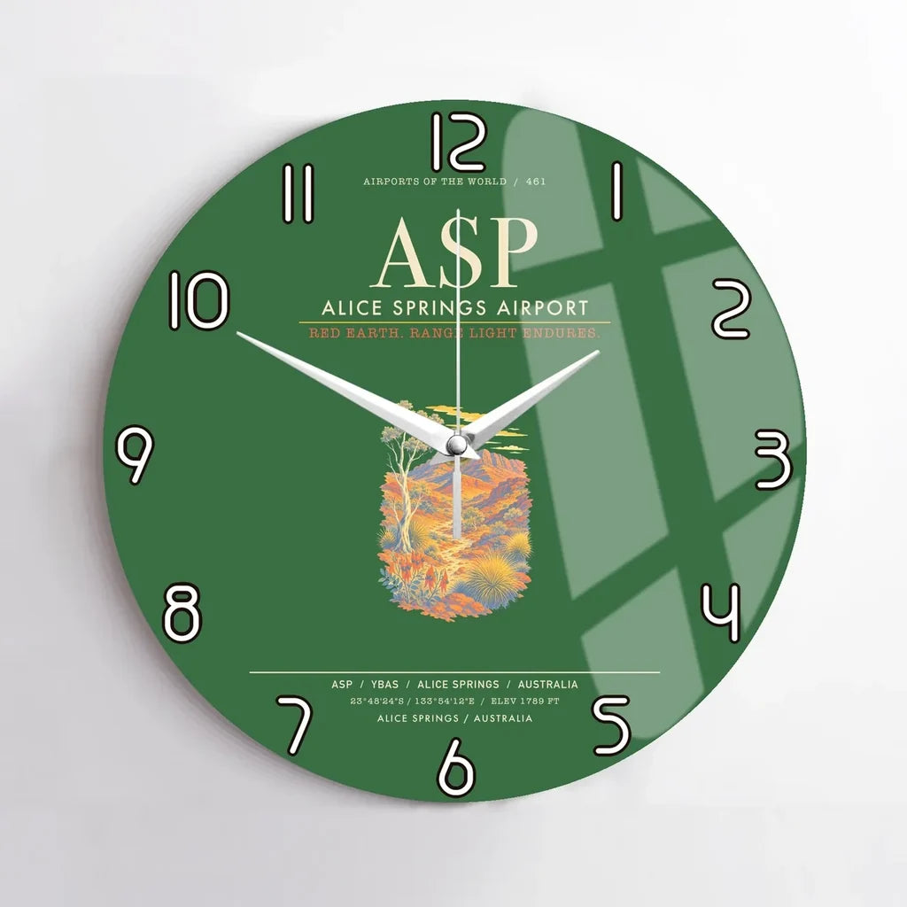Alice Springs Airport ASP Wall-Clock No-Frame - Green