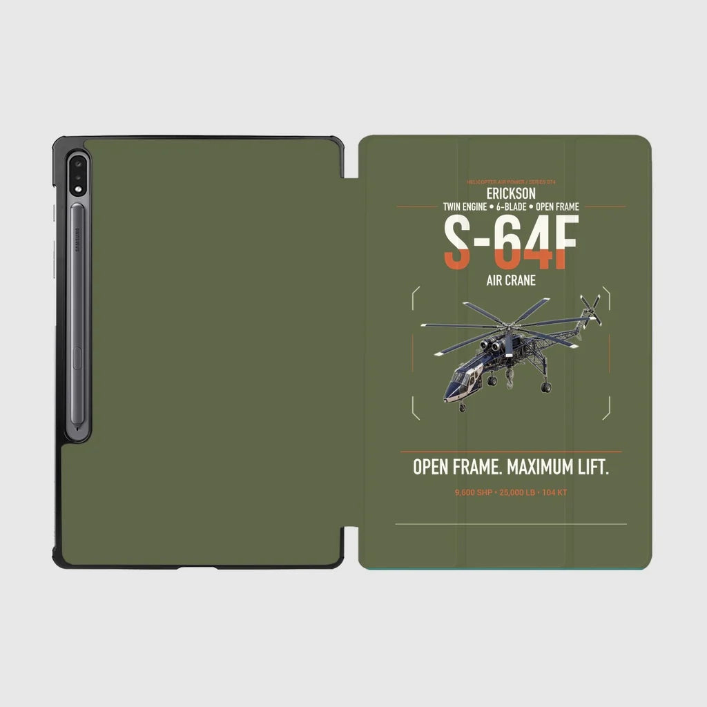 Erickson S-64F Air Crane design on green army samsung tablet tablet case