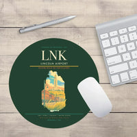 Thumbnail for Lincoln Airport (LNK) design on dark green round mouse pad