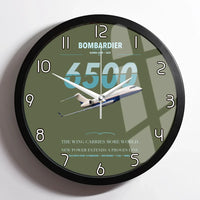 Thumbnail for Bombardier Global 6500 design on green army framed wall clock