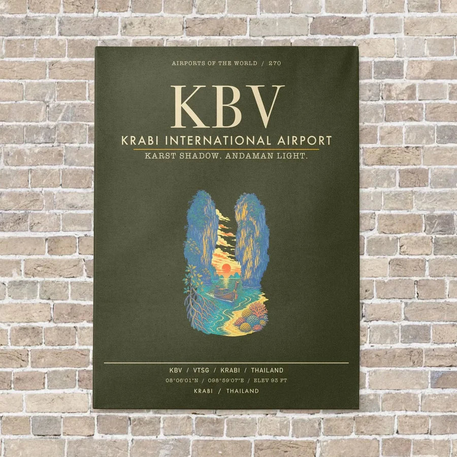 Krabi International Airport KBV - Canvas Framed - Green Army