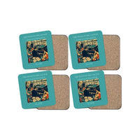 Thumbnail for The Piano In The Lounge - Designed Coasters design on turquoise 4-pieces-set