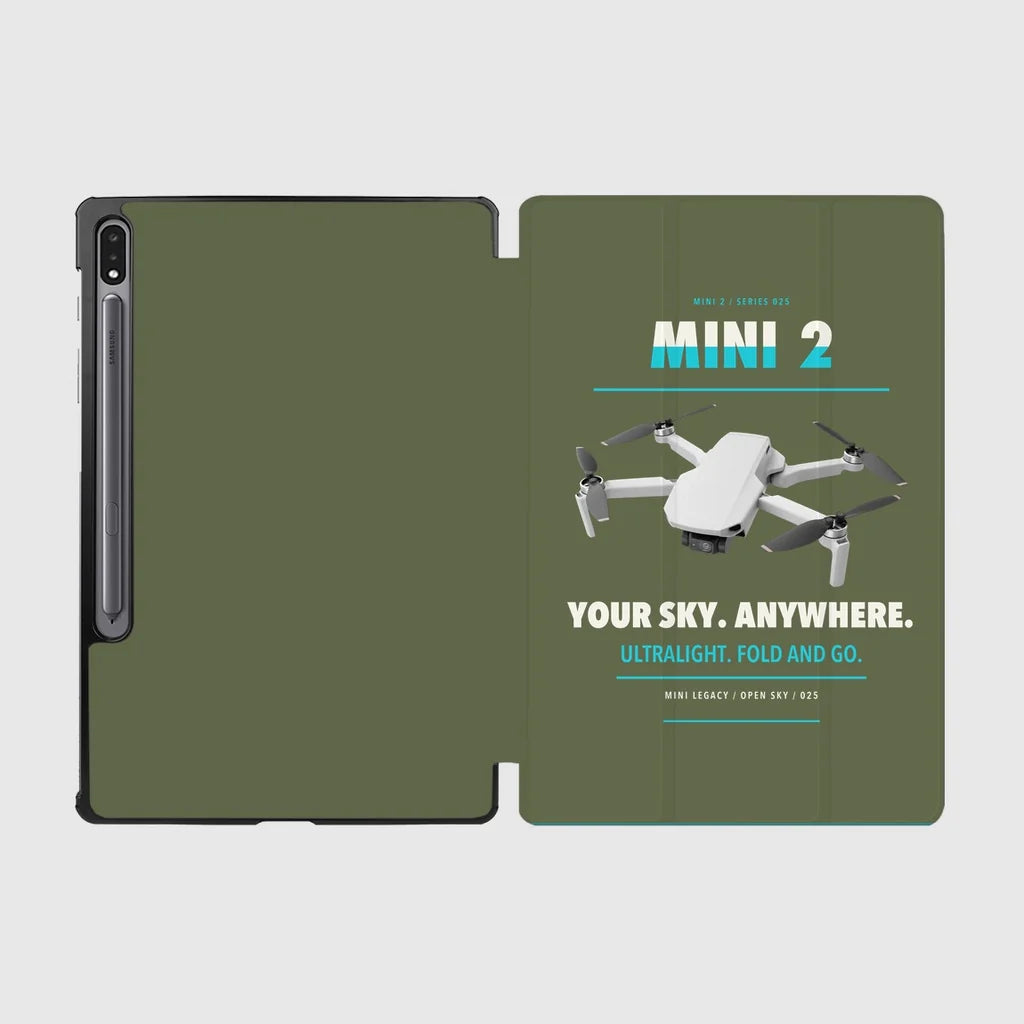 DJI Mini 2 design on green army samsung tablet tablet case