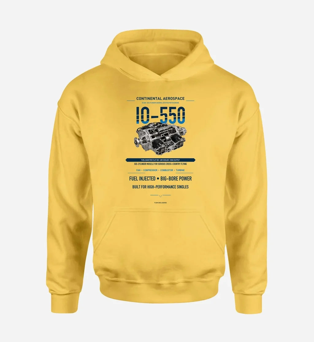 IO-550 design on yellow hoodie single side