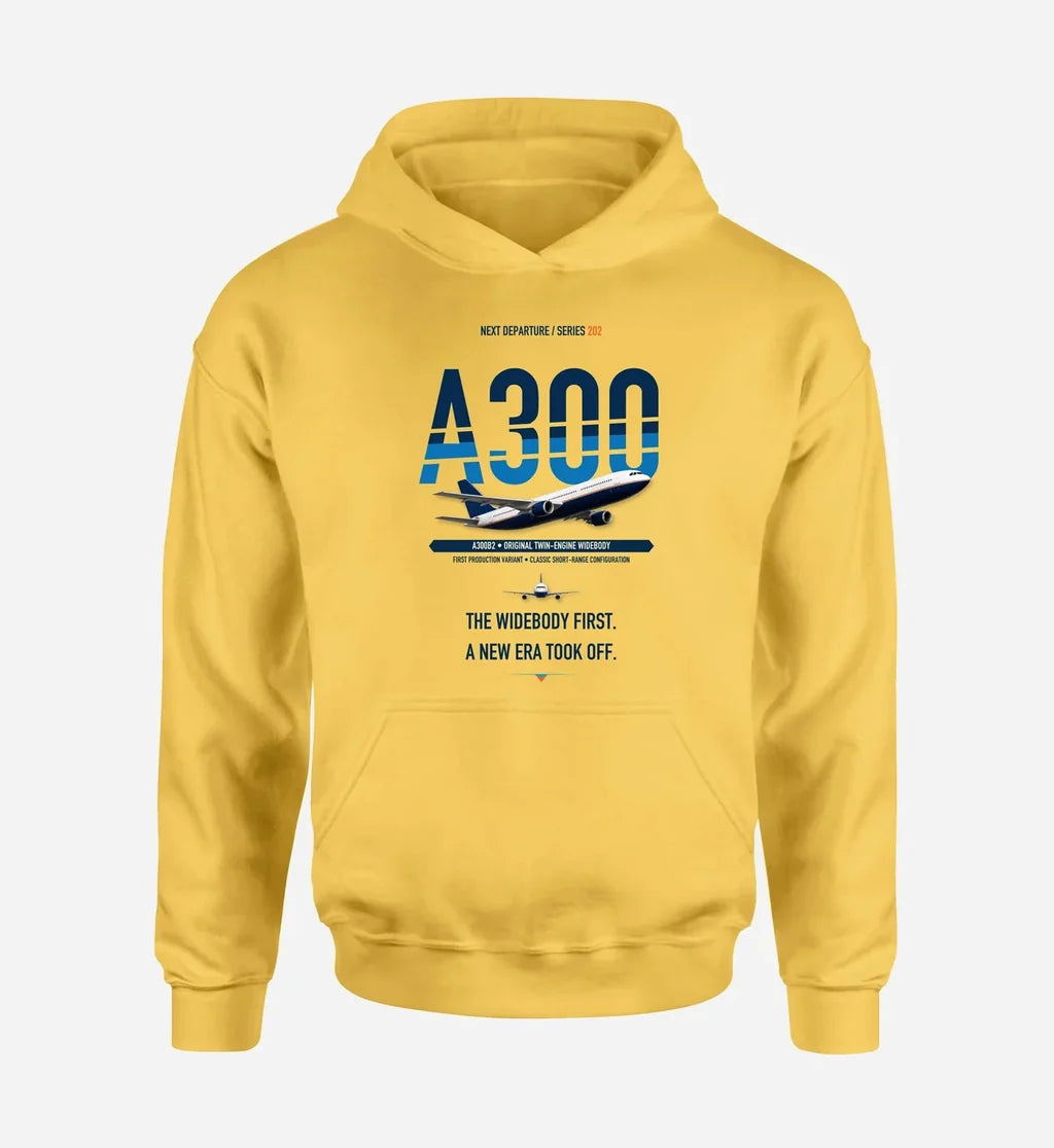 Airbus A300B2 design on yellow hoodie single side