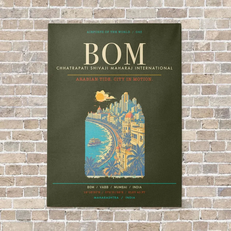 Chhatrapati Shivaji Maharaj International Airport Mumbai BOM - Canvas Framed - Green Army