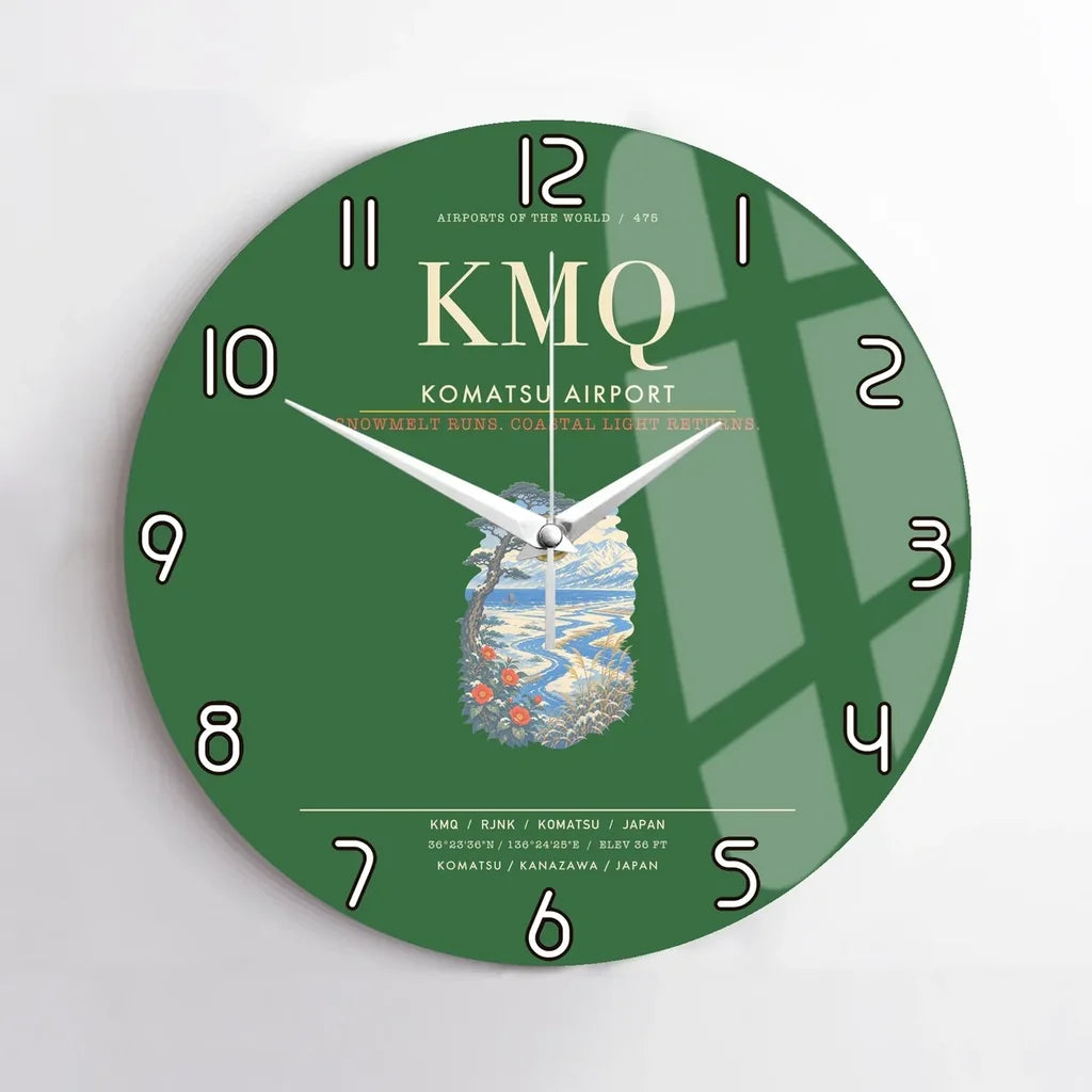 Komatsu Airport KMQ Wall-Clock No-Frame - Green