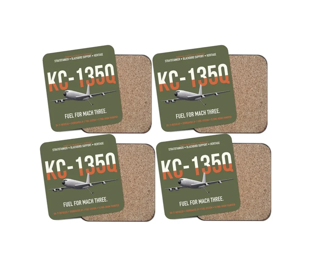 KC-135Q Blackbird Tanker design on green army 4 pieces set coaster
