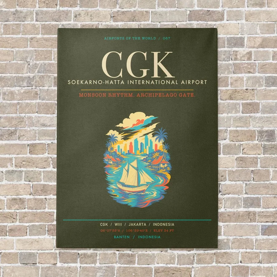 Jakarta Soekarno-Hatta International Airport CGK - Canvas Framed - Green Army