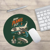 Thumbnail for How Planes Fly V2 design on dark green round mouse pad