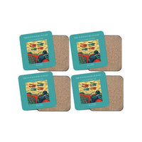 Thumbnail for The Four Fours Flight - Designed Coasters design on turquoise 4-pieces-set