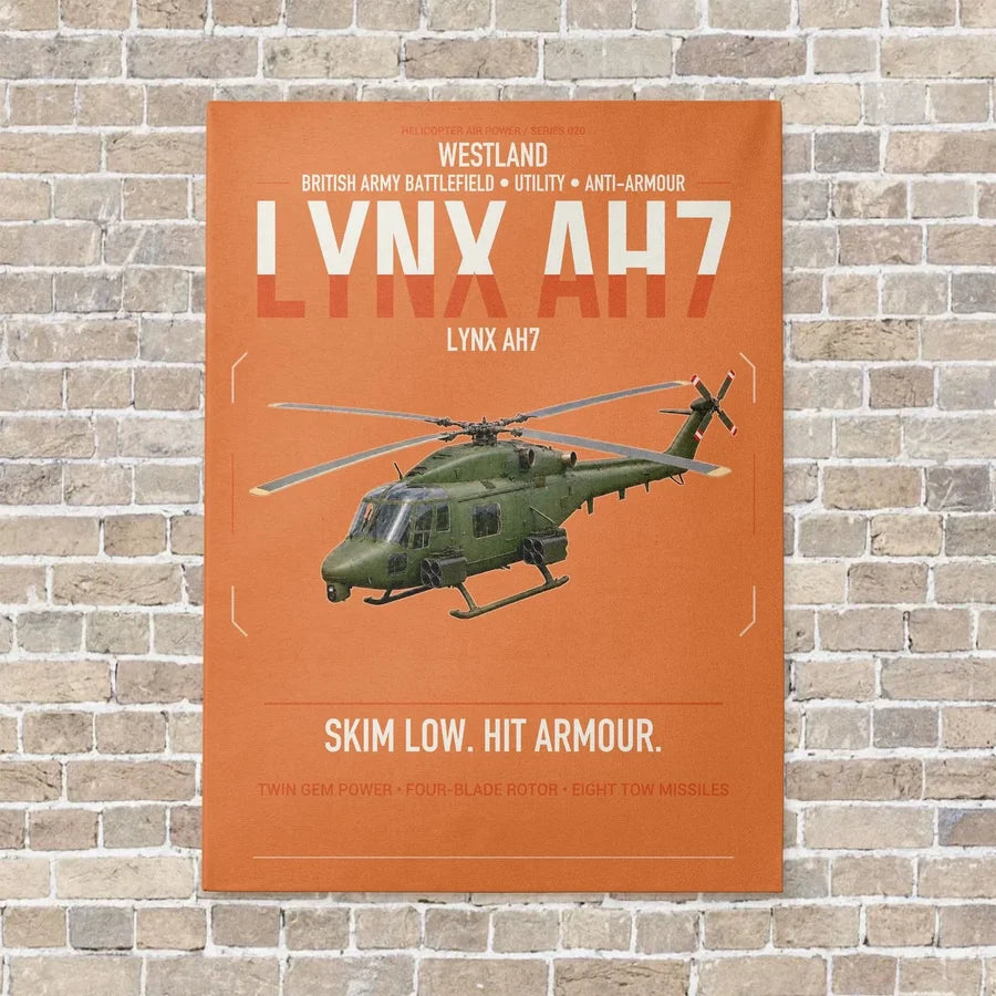 Westland Lynx AH7 vertical canvas print - no frame - orange background