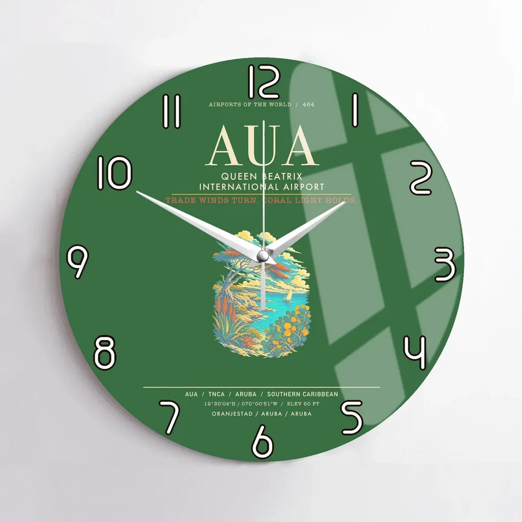 Queen Beatrix International Airport AUA Wall-Clock No-Frame - Green