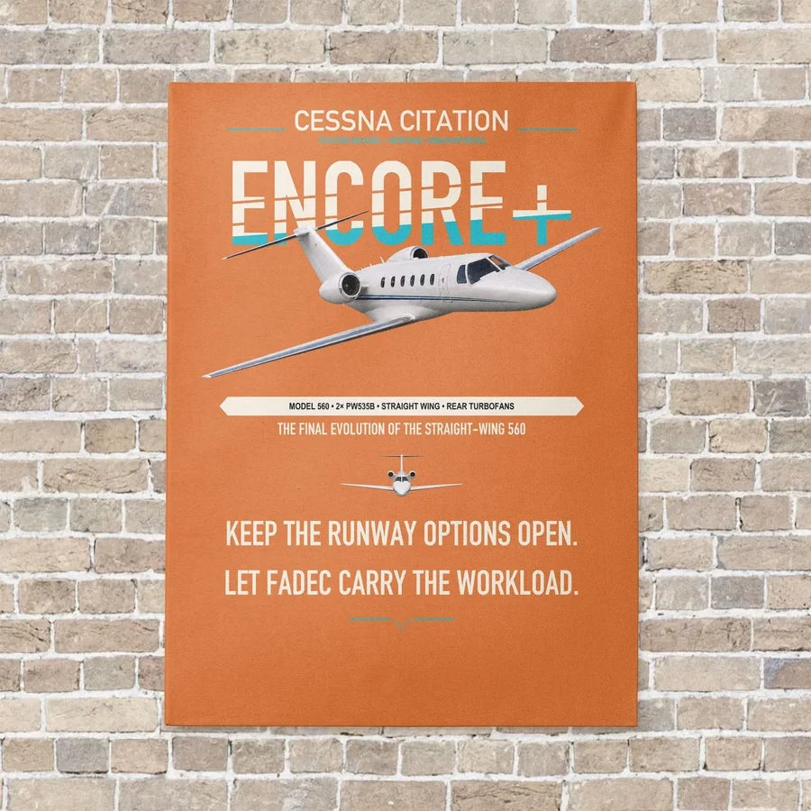 Cessna Citation Encore+ vertical canvas print - no frame - orange background