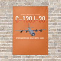 Thumbnail for C-130J-30 Super Hercules vertical canvas print - no frame - orange background