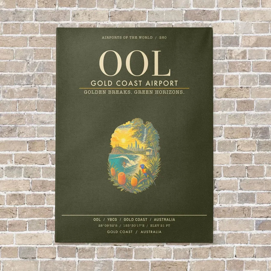 Gold Coast Airport OOL - Canvas Framed - Green Army
