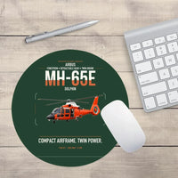 Thumbnail for Airbus MH-65E Dolphin design on dark green round mouse pad