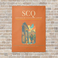 Thumbnail for Santiago de Compostela Airport SCQ vertical canvas print - no frame - orange background