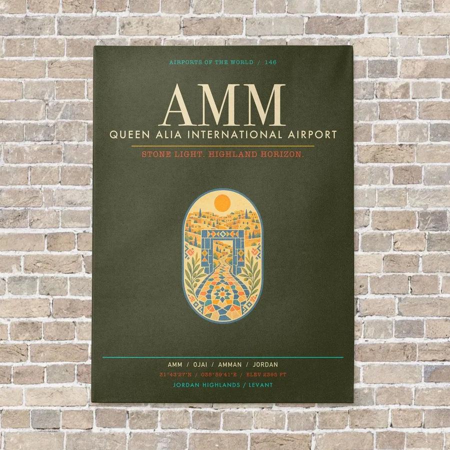 Queen Alia International Airport AMM - Canvas Framed - Green Army