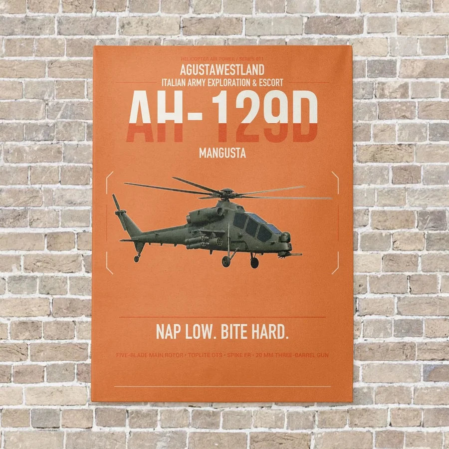 AgustaWestland AH-129D Mangusta vertical canvas print - no frame - orange background