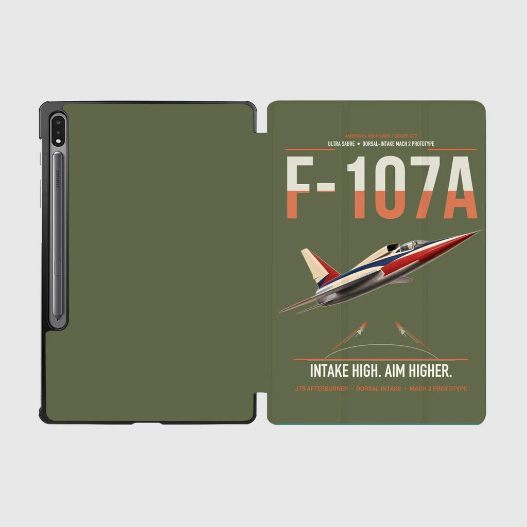 F-107A Ultra Sabre design on green army samsung tablet tablet case