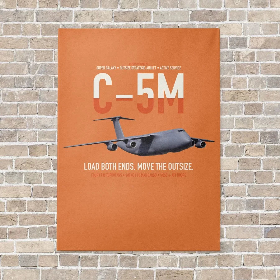 C-5M Super Galaxy vertical canvas print - no frame - orange background