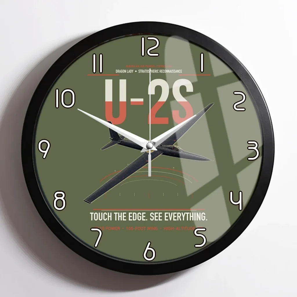 U-2S Dragon Lady design on green army framed wall clock