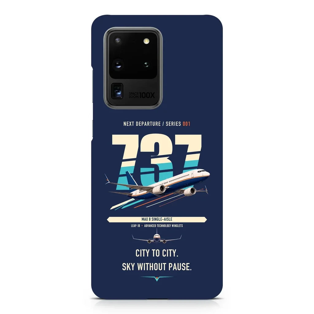 Boeing 737 MAX 8 design on samsung case - navy blue