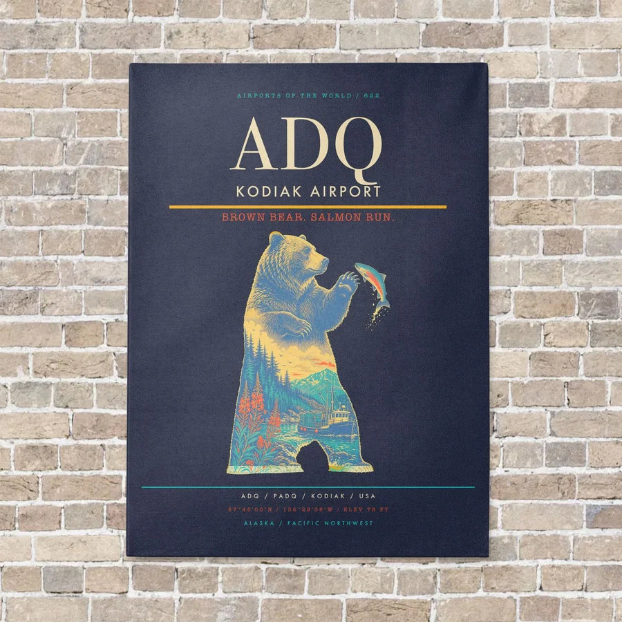 Kodiak Airport ADQ - Canvas No Frame - Navy Blue
