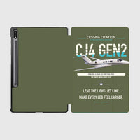 Thumbnail for Cessna Citation CJ4 Gen2 design on green army samsung tablet tablet case